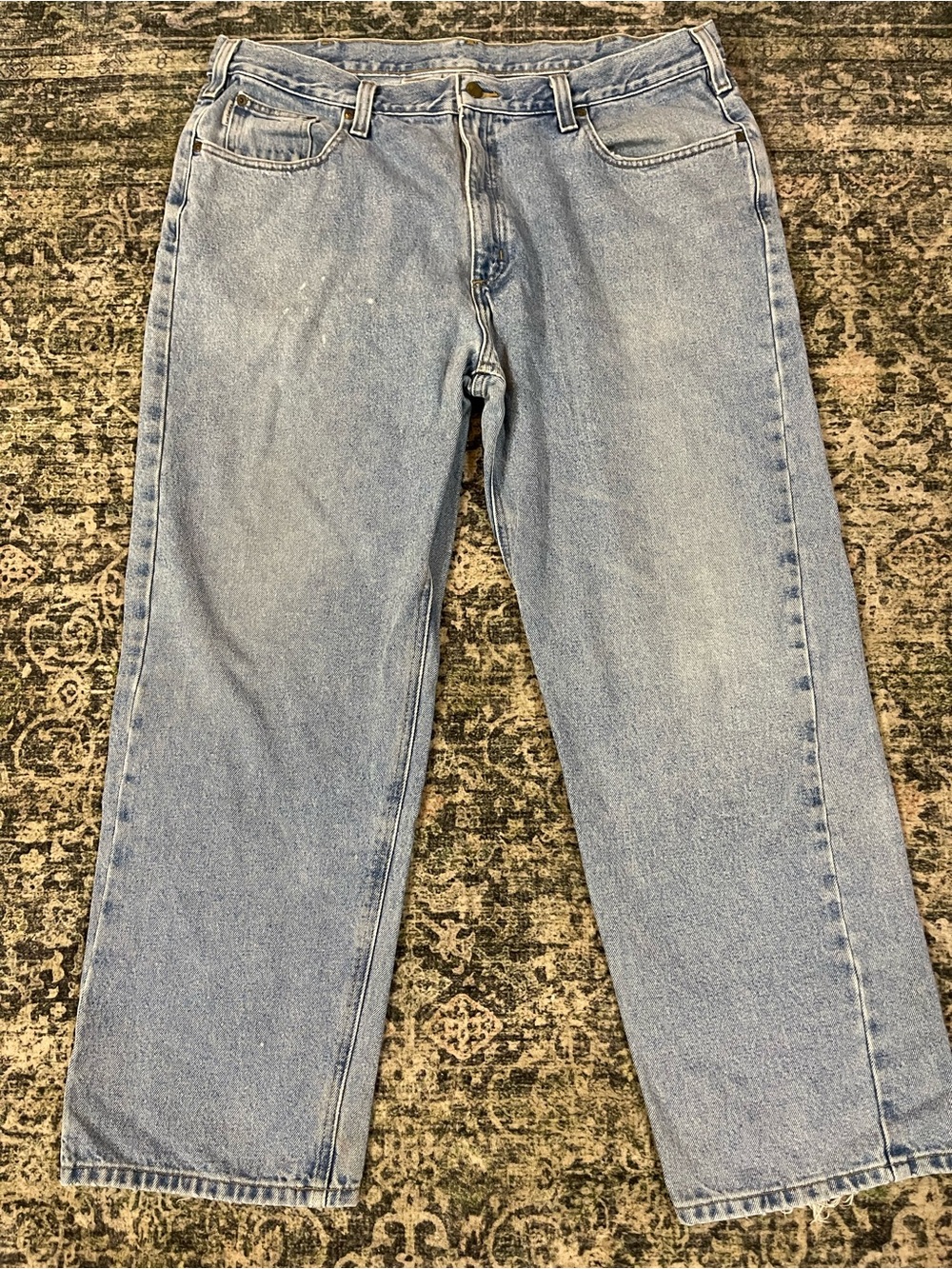 Carhartt Mens Relaxed Fit Jeans 42x30 Light Wash Denim Workwear B460 LVB